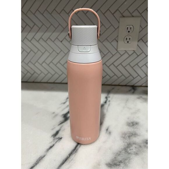 Brita White Pink Stainless Steel BPA Free Premium Filtering Water Bottle 20 oz - Picture 1 of 9
